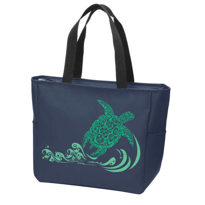Hawaiian Green Turtle Zip Tote Bag