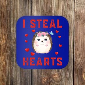 Hedgehog Graphic Themed I Steal Hearts Cute Valentines Day Gift Coaster