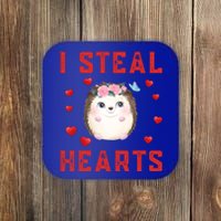 Hedgehog Graphic Themed I Steal Hearts Cute Valentines Day Gift Coaster