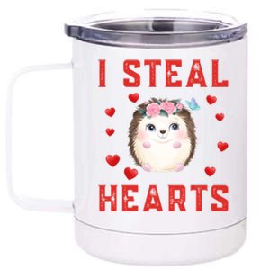 Hedgehog Graphic Themed I Steal Hearts Cute Valentines Day Gift 12 oz Stainless Steel Tumbler Cup