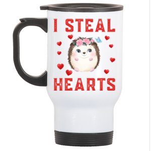 Hedgehog Graphic Themed I Steal Hearts Cute Valentines Day Gift Stainless Steel Travel Mug