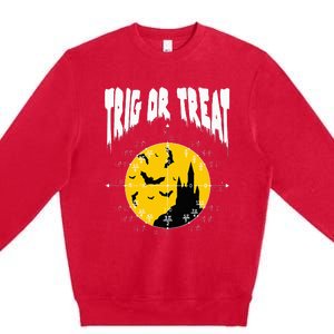 Hilarious Geeky Trig or Treat Halloween Costume for Math Enthusiasts Premium Crewneck Sweatshirt