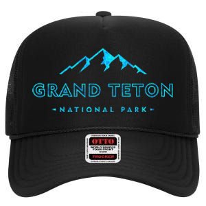 Hiked Grand Teton National Park Wyoming Colorful High Crown Mesh Back Trucker Hat