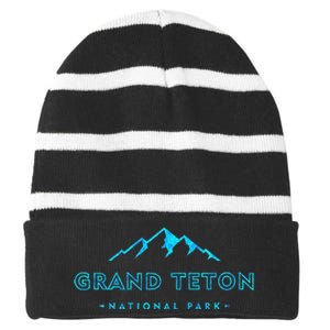 Hiked Grand Teton National Park Wyoming Colorful Striped Beanie with Solid Band