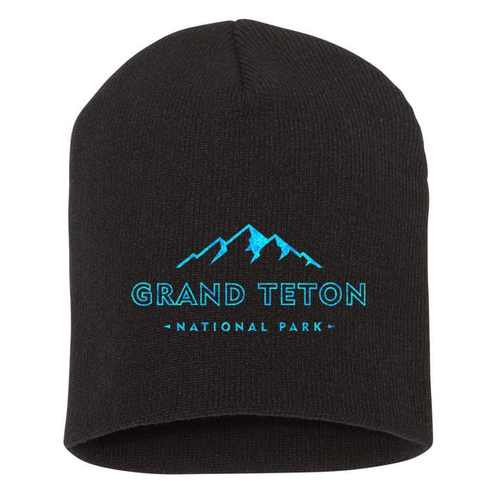 Hiked Grand Teton National Park Wyoming Colorful Short Acrylic Beanie