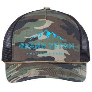 Hiked Grand Teton National Park Wyoming Colorful Retro Rope Trucker Hat Cap