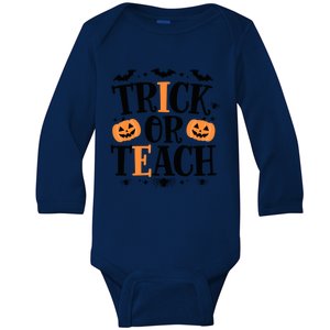 Halloween Ghost Teacher Trick Or Teach Gift Baby Long Sleeve Bodysuit