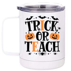 Halloween Ghost Teacher Trick Or Teach Gift 12 oz Stainless Steel Tumbler Cup