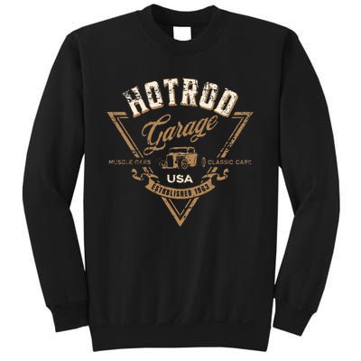 Hotrod Garage Usa Classic Car Hotrod Distressed Sweatshirt