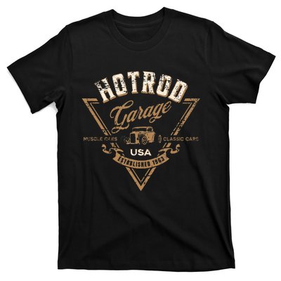 Hotrod Garage Usa Classic Car Hotrod Distressed T-Shirt