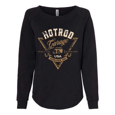 Hotrod Garage Usa Classic Car Hotrod Distressed Womens California Wash Sweatshirt