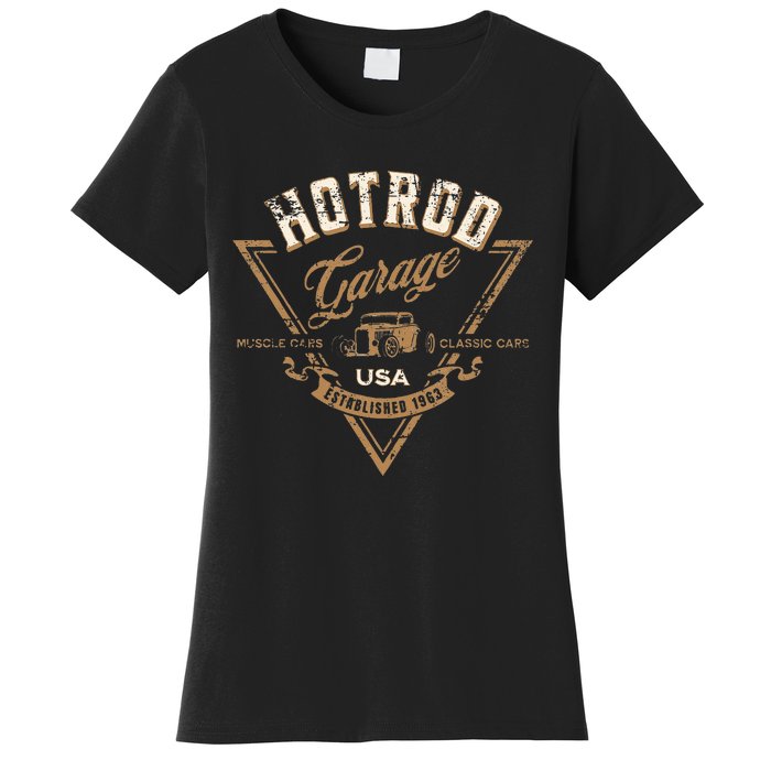 Hotrod Garage Usa Classic Car Hotrod Distressed Women's T-Shirt