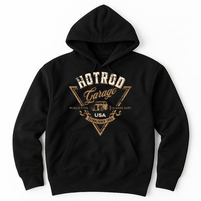 Hotrod Garage Usa Classic Car Hotrod Distressed Design Hoodie
