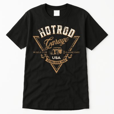 Hotrod Garage Usa Classic Car Hotrod Distressed Design Tall T-Shirt