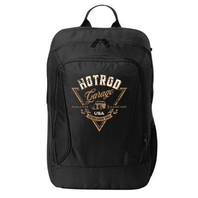 Hotrod Garage Usa Classic Car Hotrod Distressed Design City Backpack