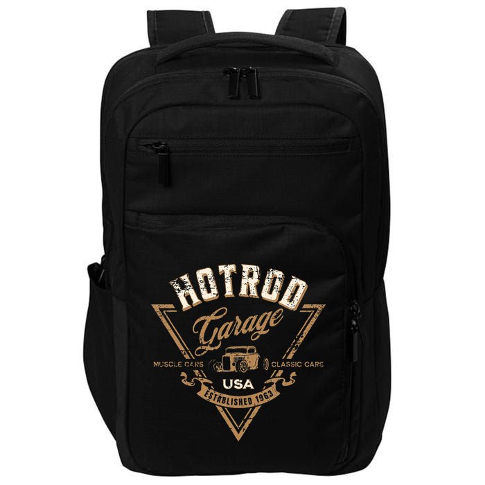 Hotrod Garage Usa Classic Car Hotrod Distressed Design Impact Tech Backpack