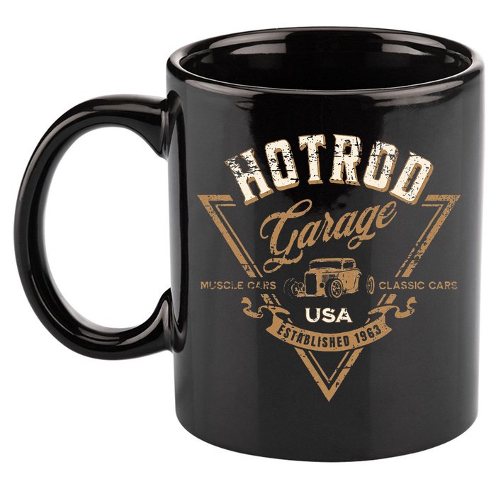 Hotrod Garage Usa Classic Car Hotrod Distressed Design 11oz C Handle Ceramic Mug