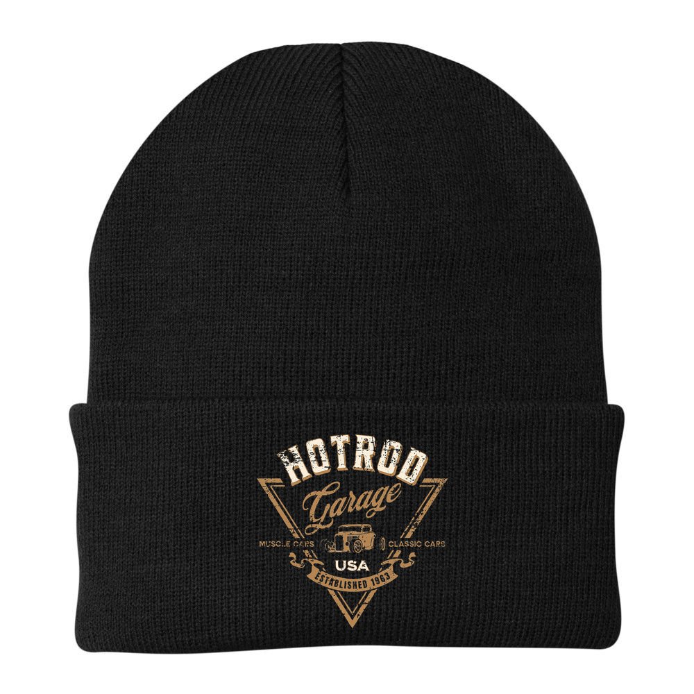 Hotrod Garage Usa Classic Car Hotrod Distressed Design Beanie