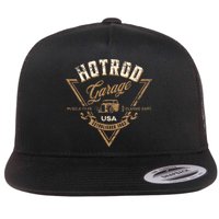 Hotrod Garage Usa Classic Car Hotrod Distressed Design Flat Bill Trucker Hat