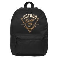 Hotrod Garage Usa Classic Car Hotrod Distressed Design 16 in Basic Backpack