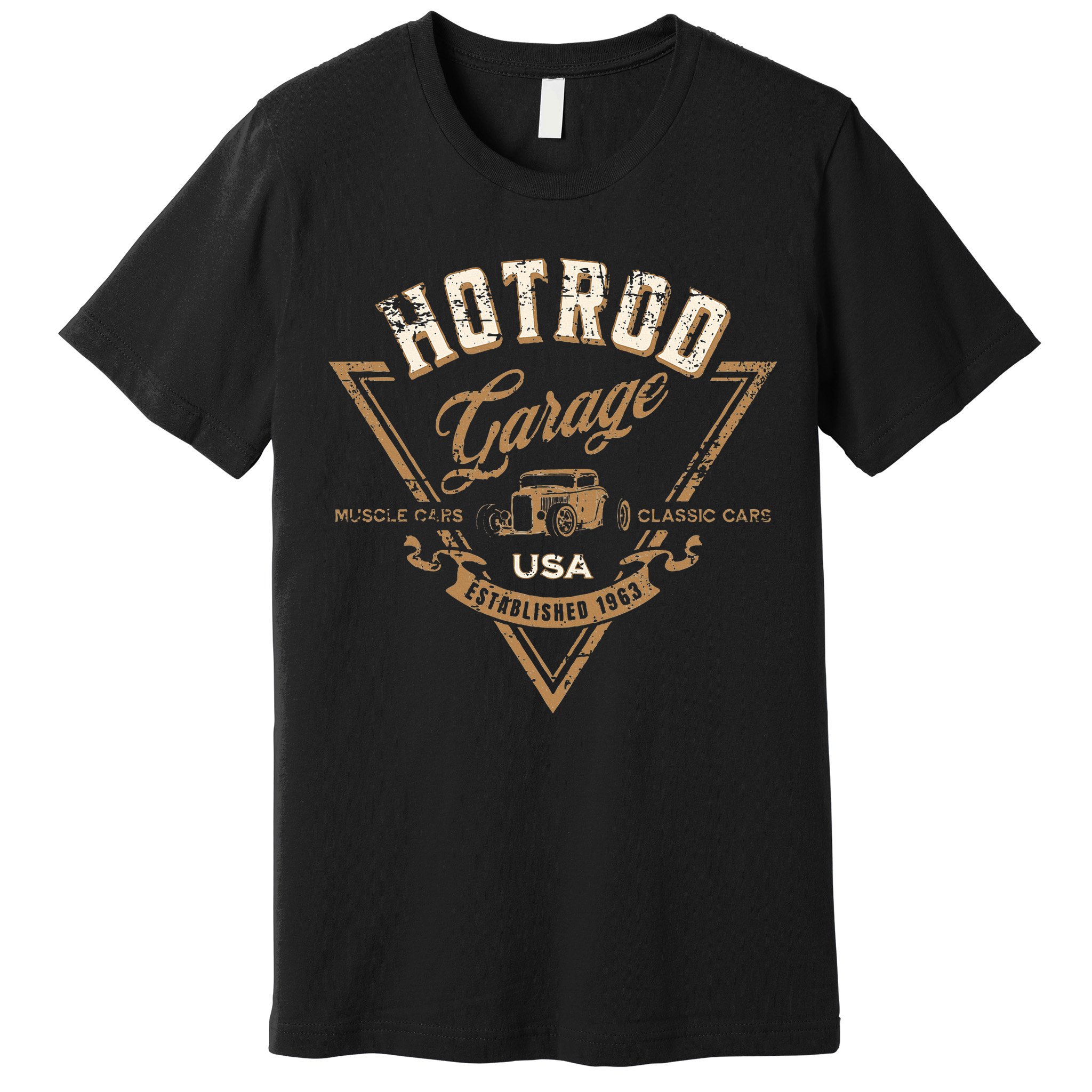 Hotrod Garage Usa Classic Car Hotrod Distressed Design Premium T-Shirt