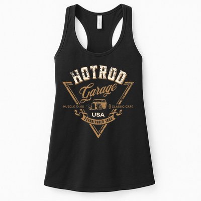 Hotrod Garage Usa Classic Car Hotrod Distressed Design Womens Tank Top