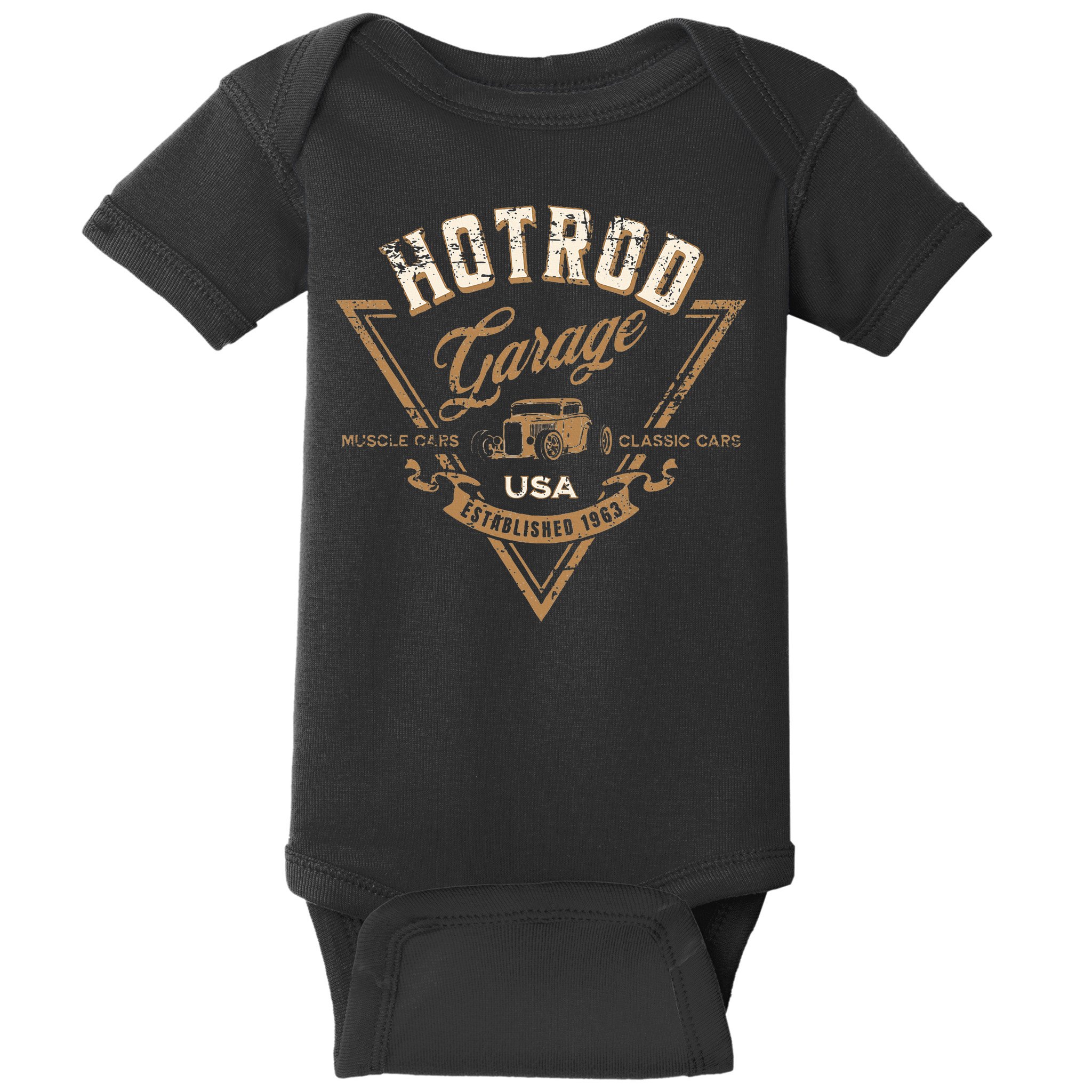 Hotrod Garage Usa Classic Car Hotrod Distressed Design Baby Bodysuit