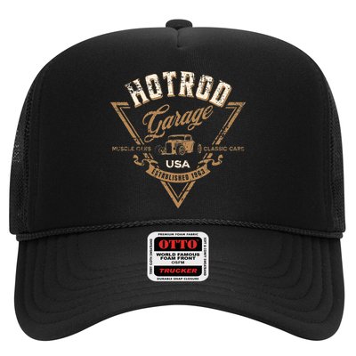 Hotrod Garage Usa Classic Car Hotrod Distressed Design Hat