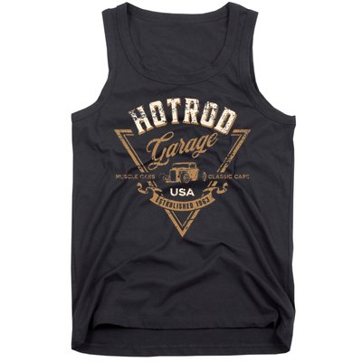 Hotrod Garage Usa Classic Car Hotrod Distressed Design Tank Top