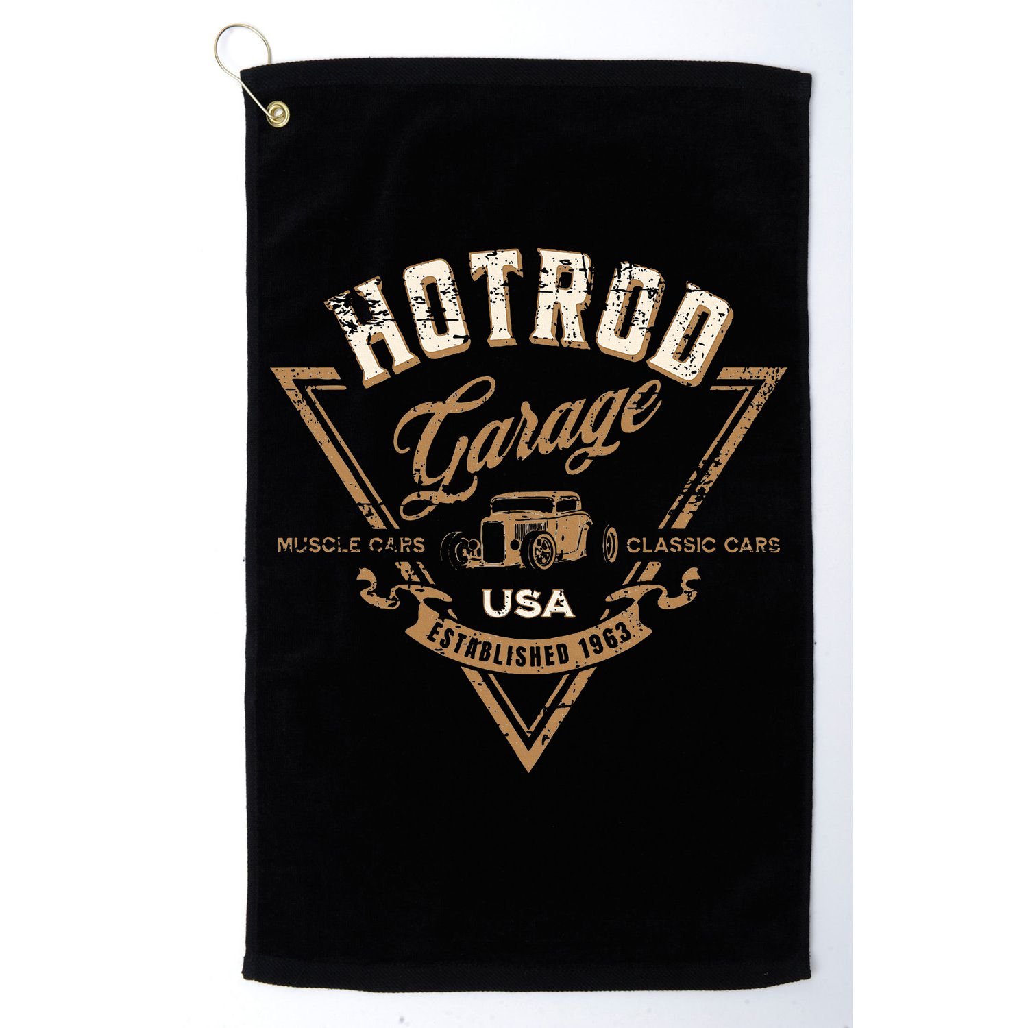 Hotrod Garage Usa Classic Car Hotrod Distressed Design Golf Towel