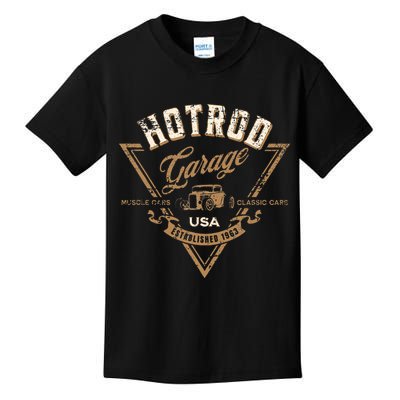 Hotrod Garage Usa Classic Car Hotrod Distressed Design Kids T-Shirt