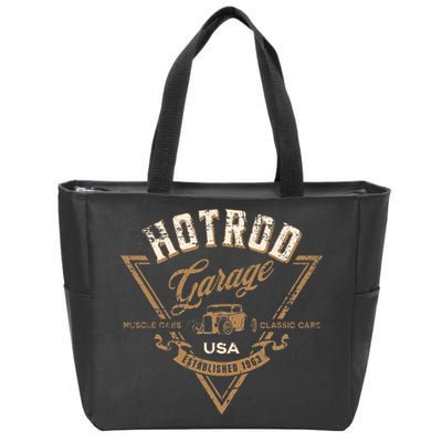 Hotrod Garage Usa Classic Car Hotrod Distressed Design Zip Tote Bag