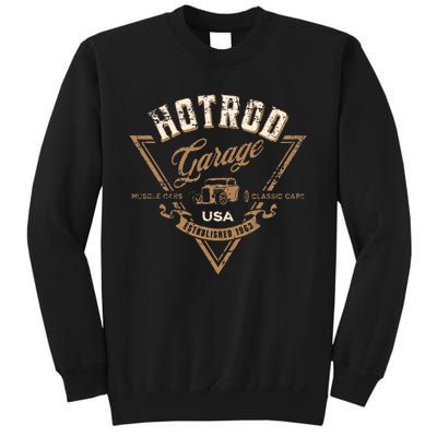 Hotrod Garage Usa Classic Car Hotrod Distressed Design Sweatshirt