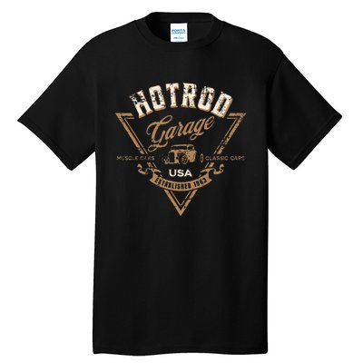 Hotrod Garage Usa Classic Car Hotrod Distressed Design Tall T-Shirt