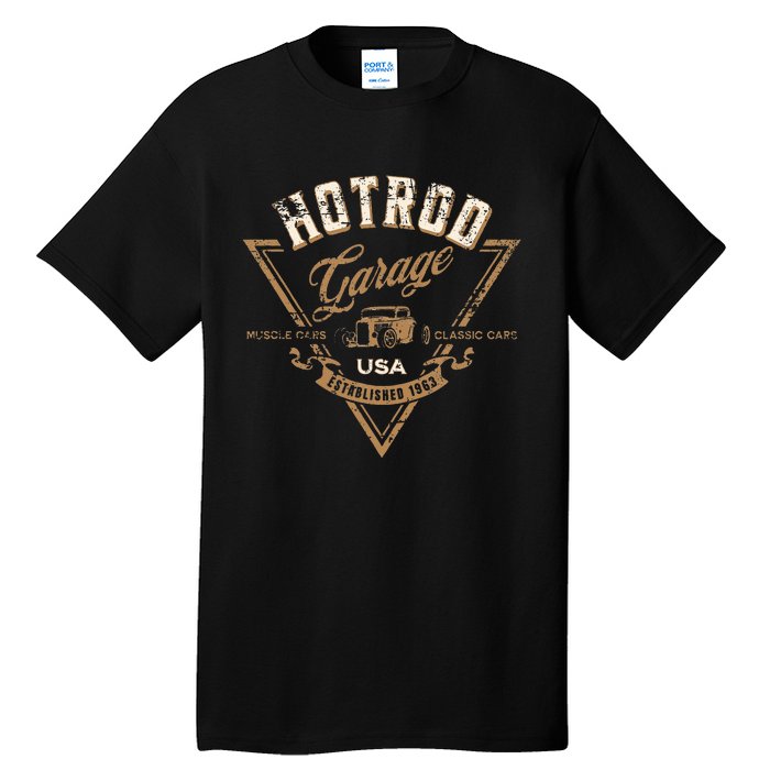 Hotrod Garage Usa Classic Car Hotrod Distressed Design Tall T-Shirt