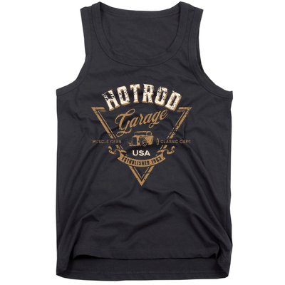 Hotrod Garage Usa Classic Car Hotrod Distressed Design Tank Top