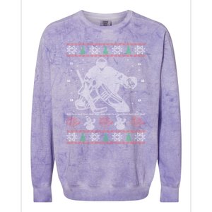 Hockey Goalie Ugly Christmas Colorblast Crewneck Sweatshirt