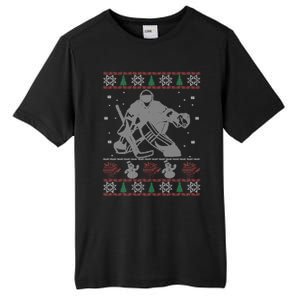 Hockey Goalie Ugly Christmas Tall Fusion ChromaSoft Performance T-Shirt