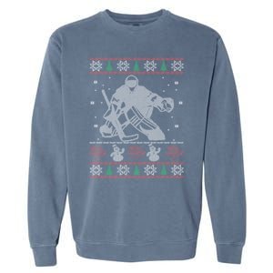 Hockey Goalie Ugly Christmas Garment-Dyed Sweatshirt