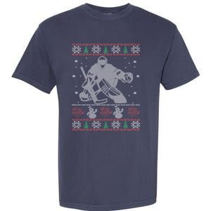 Hockey Goalie Ugly Christmas Garment-Dyed Heavyweight T-Shirt