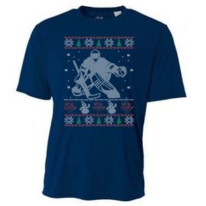 Hockey Goalie Ugly Christmas Cooling Performance Crew T-Shirt