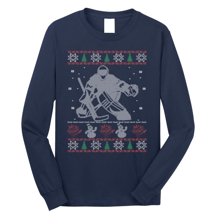 Hockey Goalie Ugly Christmas Long Sleeve Shirt