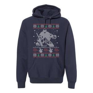 Hockey Goalie Ugly Christmas Premium Hoodie