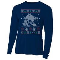 Hockey Goalie Ugly Christmas Cooling Performance Long Sleeve Crew