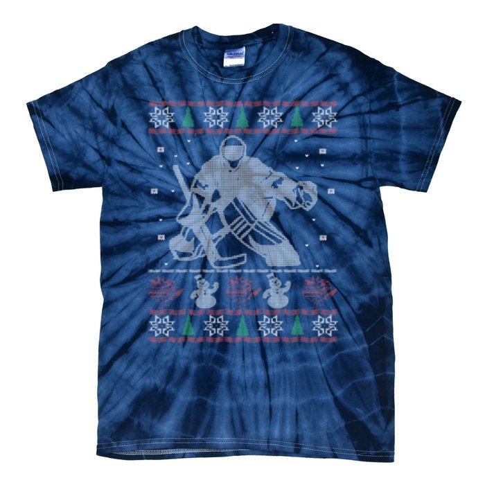 Hockey Goalie Ugly Christmas Tie-Dye T-Shirt