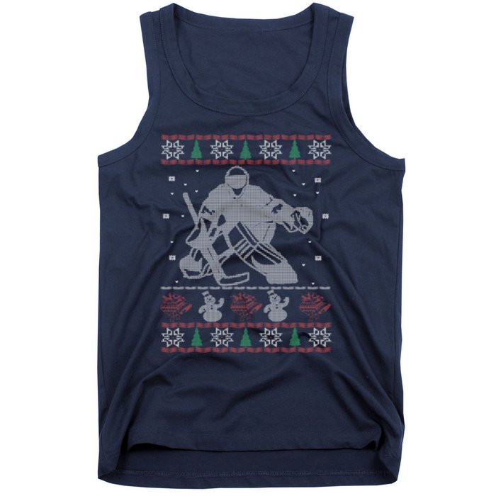 Hockey Goalie Ugly Christmas Tank Top