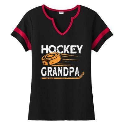 Hockey Grandpa Vintage Hockey Player Ice Hockey Ladies Halftime Notch Neck Tee