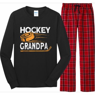 Hockey Grandpa Vintage Hockey Player Ice Hockey Long Sleeve Pajama Set