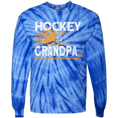 Hockey Grandpa Vintage Hockey Player Ice Hockey Tie-Dye Long Sleeve Shirt