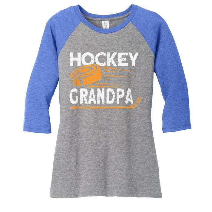 Hockey Grandpa Vintage Hockey Player Ice Hockey Women's Tri-Blend 3/4-Sleeve Raglan Shirt